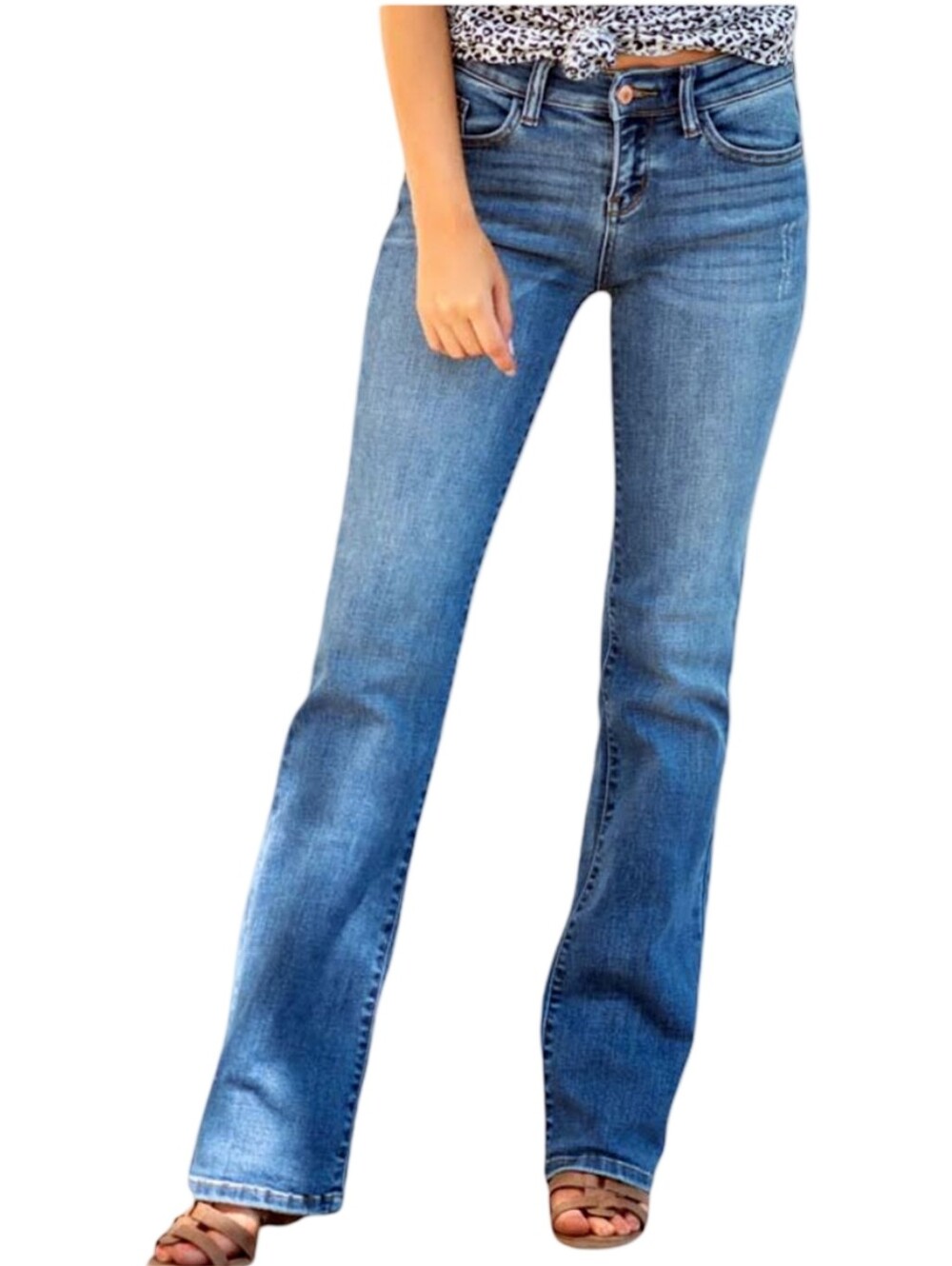 🔥 JUDY BLUE Mid Rise Bootcut Jeans Medium Wash Size 3 / 26 Excellent Condition